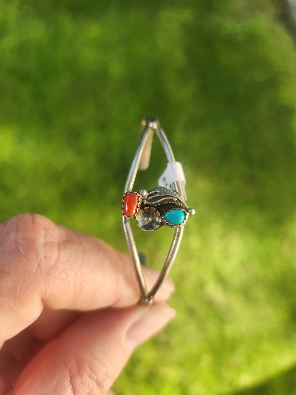 Vintage Turquoise And Coral Cuff Braclet